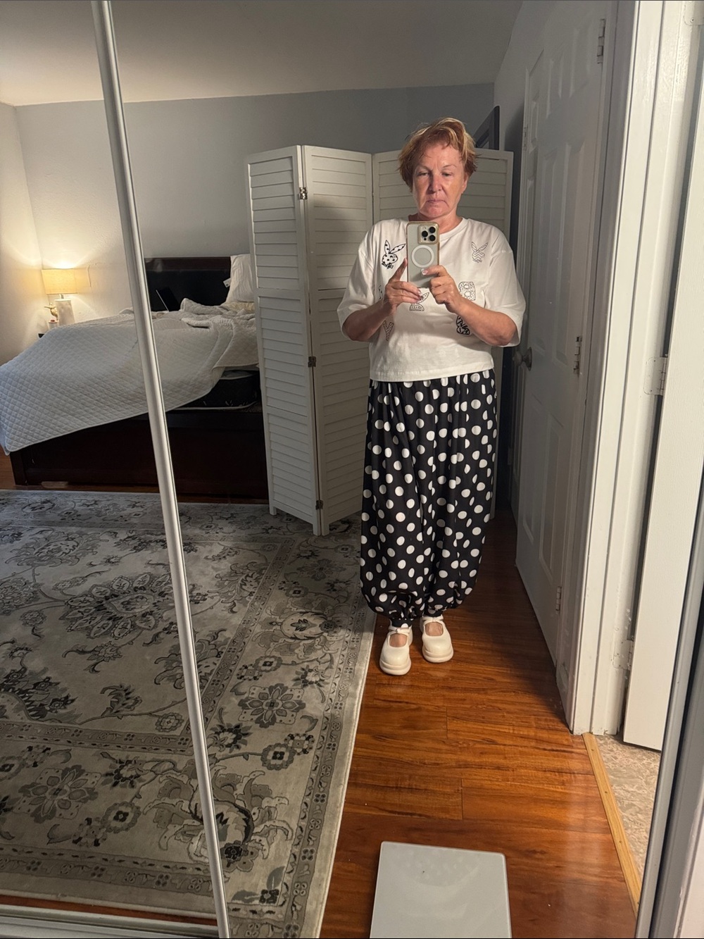project RUNWAY Black and White Polka Dot Wide-Leg Harem Pants